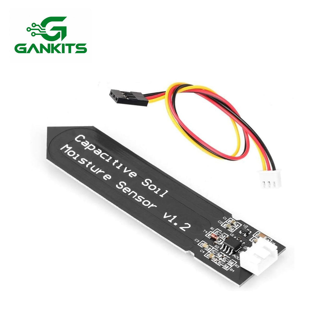 Capacitive Soil Moisture Sensor Module v1.2 with Cable, Analog Water Level Detection for Arduino, ESP8266, ESP32, Smart Irrigation Systems, 10cm Length