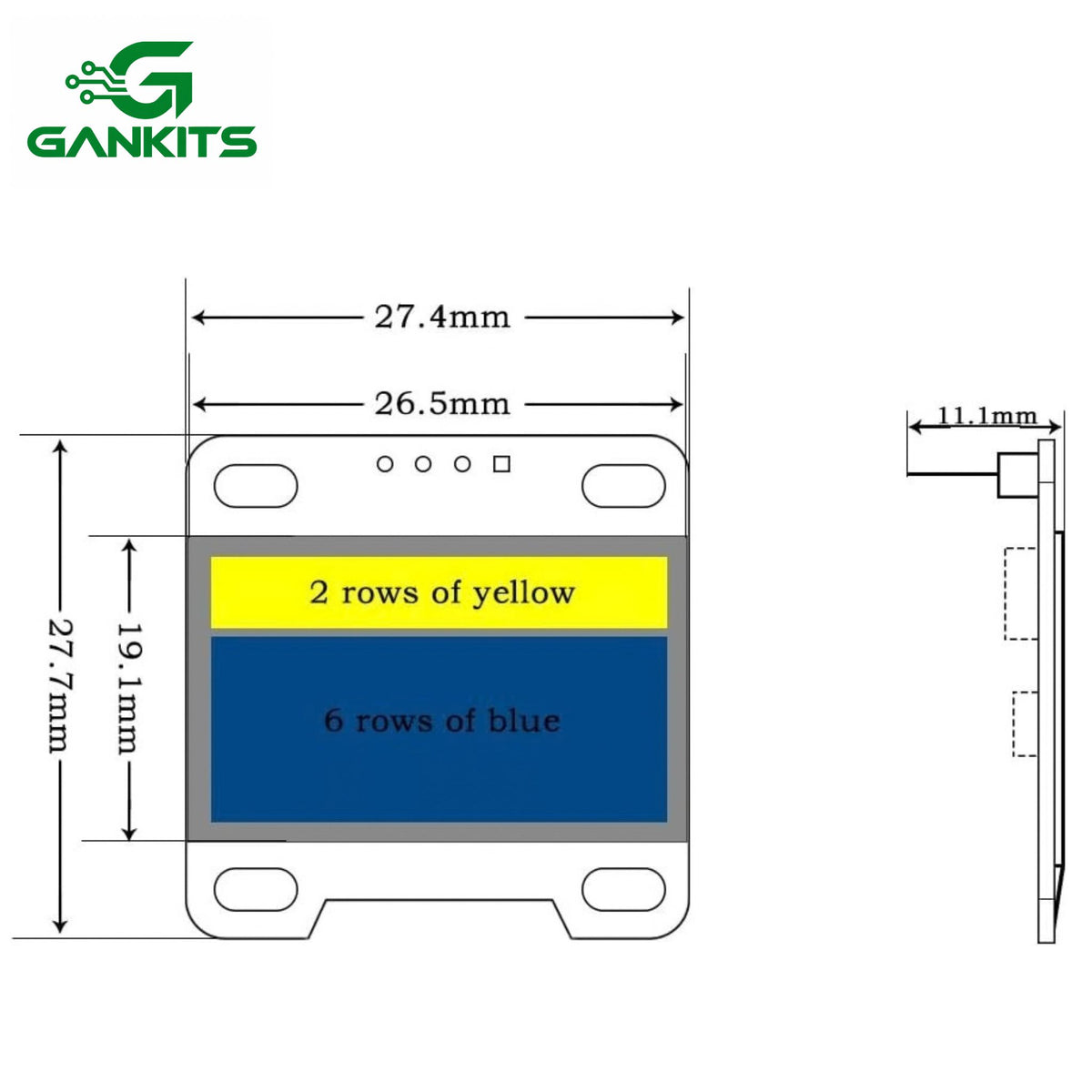 0.96 Inch OLED Module 12864 128x64 Yellow Blue SSD1306 Driver I2C Serial